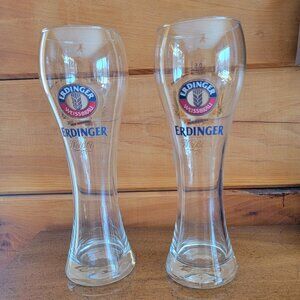 Two Erdinger Weißbräu (Weissbrau) Beer Glasses 0.5l